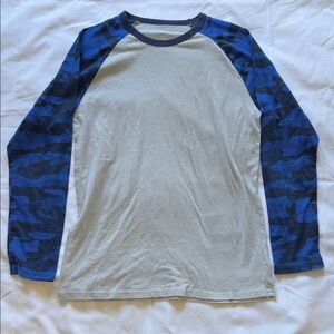 Place Kids Gray Shirt with Blue Camo Sleeves